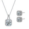 Wholesale Copper Jewelry Geometric Style Microinlaid Square Zircon Necklace And Earring Set For Women
