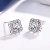 Wholesale Copper Jewelry Geometric Style Microinlaid Square Zircon Necklace And Earring Set For Women