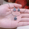 Wholesale Copper Jewelry Geometric Style Microinlaid Square Zircon Necklace And Earring Set For Women