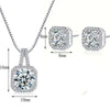 Wholesale Copper Jewelry Geometric Style Microinlaid Square Zircon Necklace And Earring Set For Women