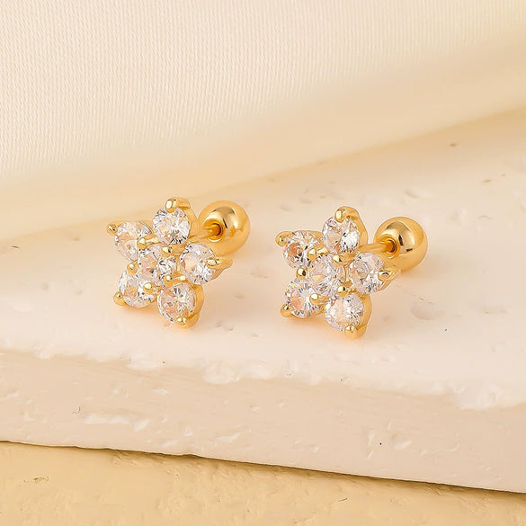 Wholesale Copper Jewelry Inlaid Zircon Star Earrings
