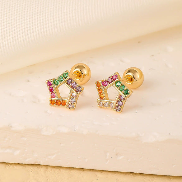 Wholesale Copper Jewelry Inlaid Zircon Star Earrings