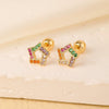 Wholesale Copper Jewelry Inlaid Zircon Star Earrings