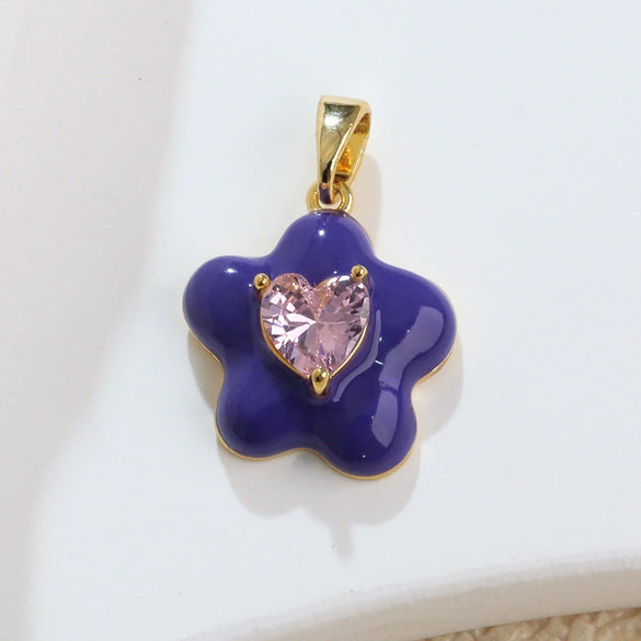 Wholesale Copper Jewelry Lovely Style Geometric And Heart Shape Dripping Oil Necklace Pendant And Ear Accessories