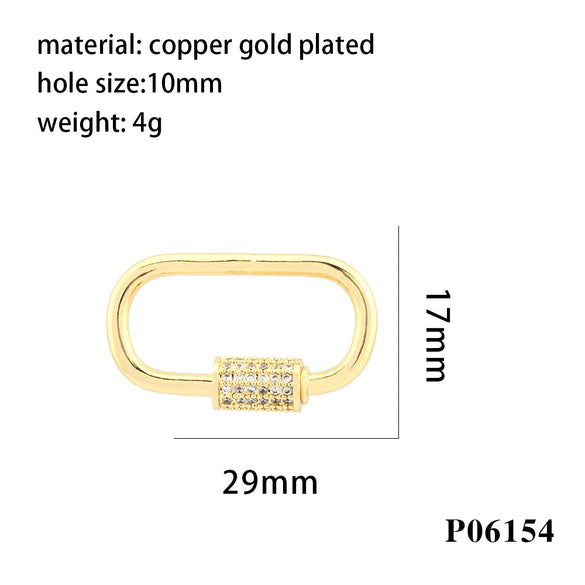 Wholesale Copper Jewelry Oval Turnbuckle Accessories For Diy Bracelet Necklace Connection Buckle With Geometric Inlay And 18K Real Gold Copper Plated