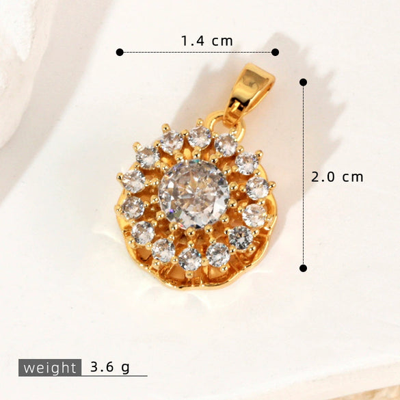 Wholesale Copper Jewelry Pendant With Rotatable Flower Shape Set With Zirconia For Bracelet Earrings Necklace Accessories