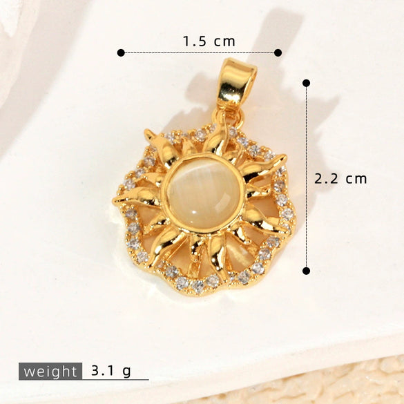 Wholesale Copper Jewelry Pendant With Rotatable Flower Shape Set With Zirconia For Bracelet Earrings Necklace Accessories