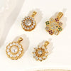 Wholesale Copper Jewelry Pendant With Rotatable Flower Shape Set With Zirconia For Bracelet Earrings Necklace Accessories