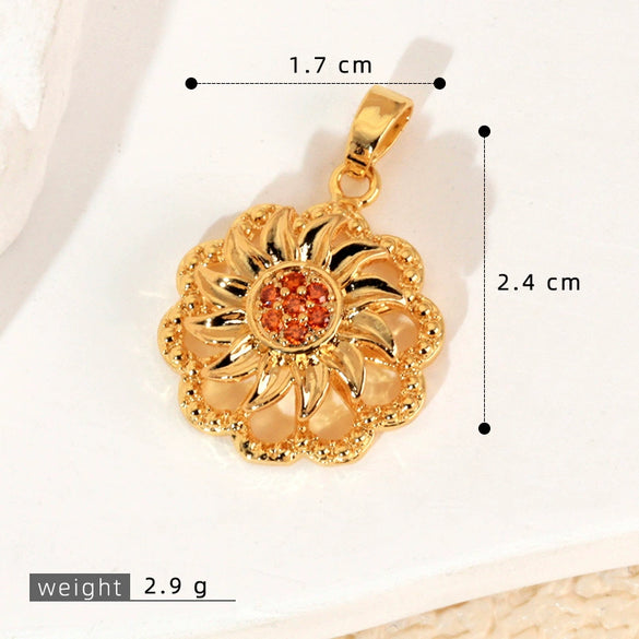 Wholesale Copper Jewelry Pendant With Rotatable Flower Shape Set With Zirconia For Bracelet Earrings Necklace Accessories