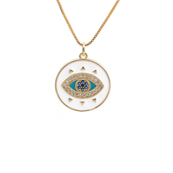 Wholesale Copper Jewelry With Devil's Eye Pattern And Real Gold Plated Treatment Unisex Box Chain Necklace