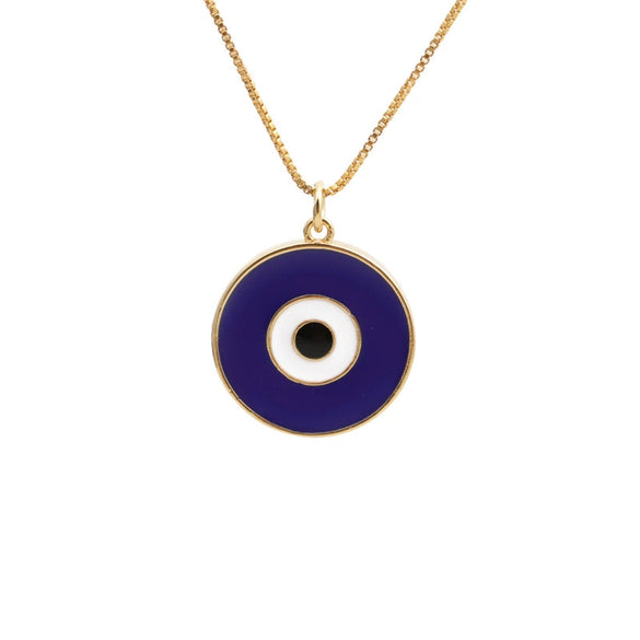 Wholesale Copper Jewelry With Devil's Eye Pattern And Real Gold Plated Treatment Unisex Box Chain Necklace