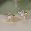 Wholesale Copper 18K Gold Plated Fivepointed Star Zircon Women's Micropaved Earrings