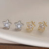 Wholesale Copper 18K Gold Plated Fivepointed Star Zircon Women's Micropaved Earrings