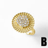 Wholesale Copper 18K Gold Plated Flower Cross Ring With Zircon Simple Style Unisex