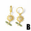 Wholesale Copper 18K Gold Plated Flower Sunflower Earrings For Women