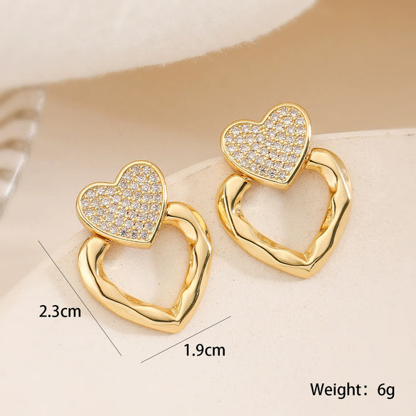 Wholesale Copper 18K Gold Plated Geometric Love Earrings For Women Minimalist Style