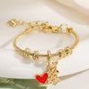 Wholesale Copper 18K Gold Plated Geometric Love Flower Pendant Bracelet For Women