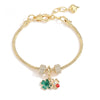 Wholesale Copper 18K Gold Plated Geometric Love Flower Pendant Bracelet For Women