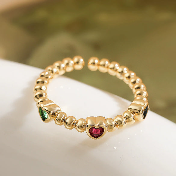 Wholesale Copper 18K Gold Plated Geometric Opening Ring For Women With Microsetting