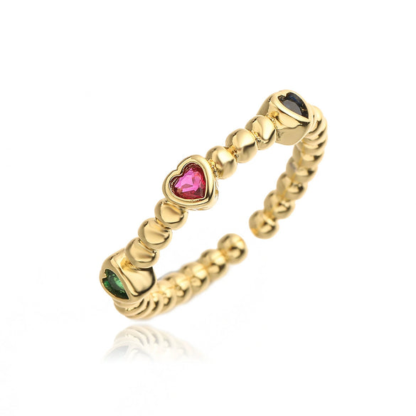 Wholesale Copper 18K Gold Plated Geometric Opening Ring For Women With Microsetting