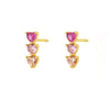 Wholesale Copper 18K Gold Plated Heart Stud Earrings Inlaid With Zircon For Women