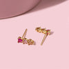 Wholesale Copper 18K Gold Plated Heart Stud Earrings Inlaid With Zircon For Women
