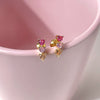 Wholesale Copper 18K Gold Plated Heart Stud Earrings Inlaid With Zircon For Women