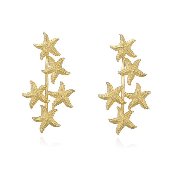 Wholesale Copper 18K Gold Plated Starfish Shell Women's Earrings With Flower Geometric Animal Zodiac Zirconia Design