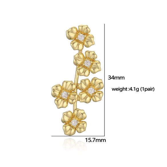 Wholesale Copper 18K Gold Plated Starfish Shell Women's Earrings With Flower Geometric Animal Zodiac Zirconia Design