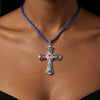 Wholesale Copper 18K Goldplated Cross Pendant Necklace With Braided Rope And Ochain For Women
