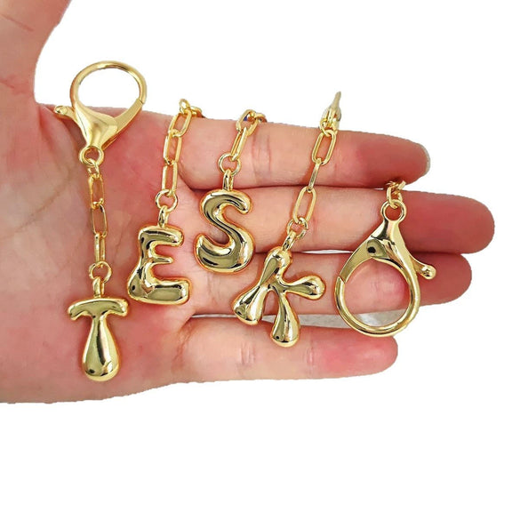 Wholesale Copper Keychain With Letters Numbers Text Electroplating Design
