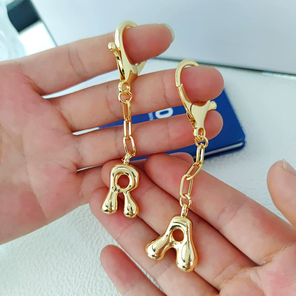 Wholesale Copper Keychain With Letters Numbers Text Electroplating Design