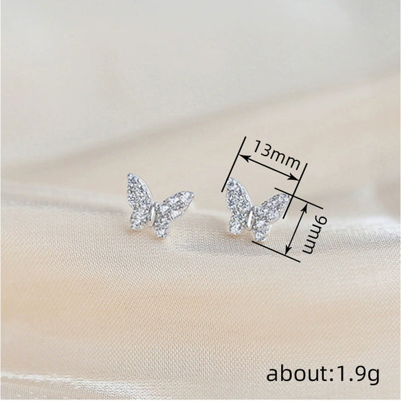 Wholesale Copper Lady Animal Style Butterfly Earrings With Zirconia