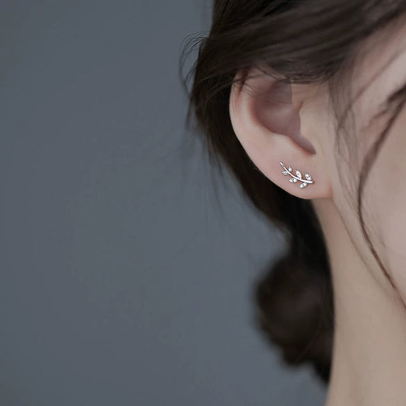 Wholesale Copper Leaf Ear Studs Mori Style For Women