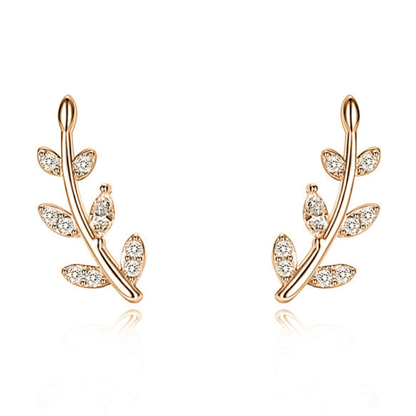 Wholesale Copper Leaf Ear Studs Mori Style For Women