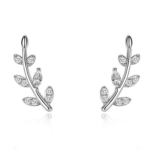 Wholesale Copper Leaf Ear Studs Mori Style For Women