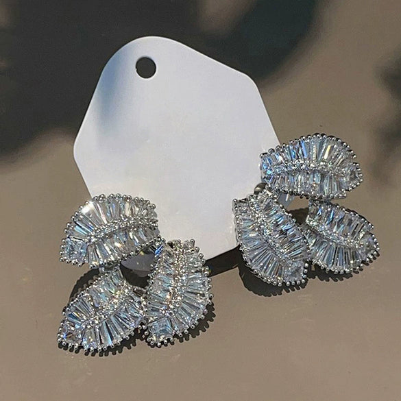 Wholesale Copper Leaf Geometric Zircon Set Jewelry For Women
