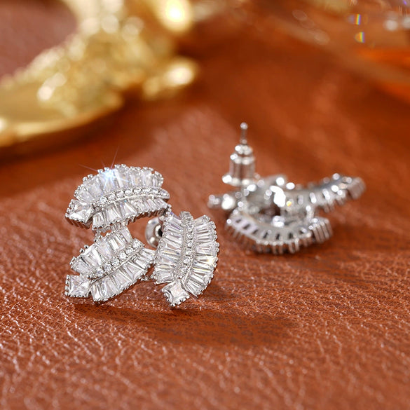 Wholesale Copper Leaf Geometric Zircon Set Jewelry For Women
