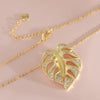 Wholesale Copper Leaf Pendant Necklace With Electroplating O Word Chain Little Fresh Style