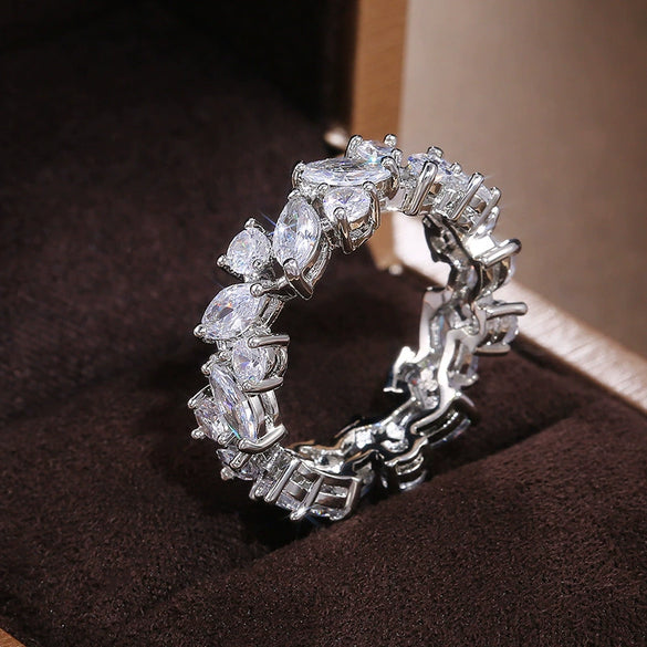 Wholesale Copper Leafshaped Zircon Women's Ring Fashion Style