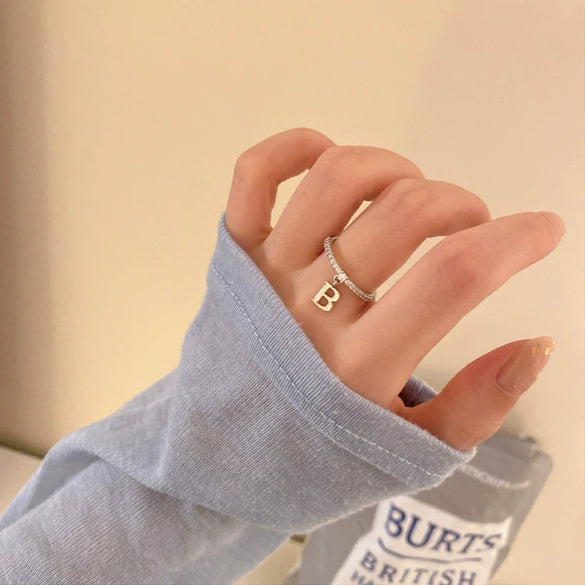 Wholesale Copper Letter B Ring Women's Electroplated Hand Jewelry