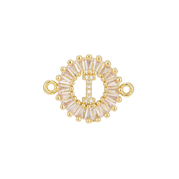 Wholesale Copper Letter Bracelet With Inlaid Zircon And Electroplated Real Gold Flower Accessories