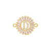 Wholesale Copper Letter Bracelet With Inlaid Zircon And Electroplated Real Gold Flower Accessories