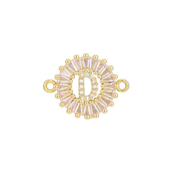 Wholesale Copper Letter Bracelet With Inlaid Zircon And Electroplated Real Gold Flower Accessories