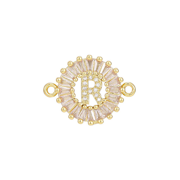 Wholesale Copper Letter Bracelet With Inlaid Zircon And Electroplated Real Gold Flower Accessories