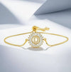 Wholesale Copper Letter Bracelet With Inlaid Zircon And Electroplated Real Gold Flower Accessories