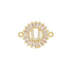 Wholesale Copper Letter Bracelet With Inlaid Zircon And Electroplated Real Gold Flower Accessories