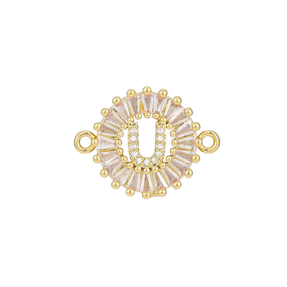 Wholesale Copper Letter Bracelet With Inlaid Zircon And Electroplated Real Gold Flower Accessories