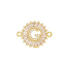 Wholesale Copper Letter Bracelet With Inlaid Zircon And Electroplated Real Gold Flower Accessories