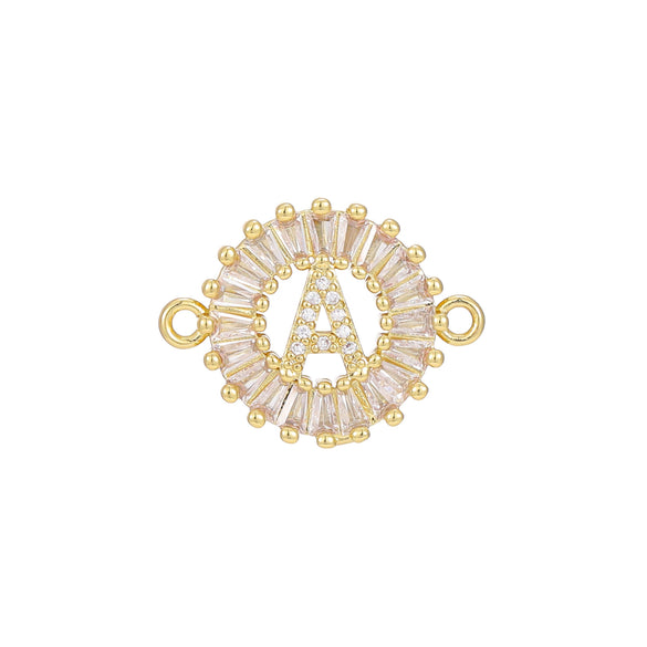 Wholesale Copper Letter Bracelet With Inlaid Zircon And Electroplated Real Gold Flower Accessories